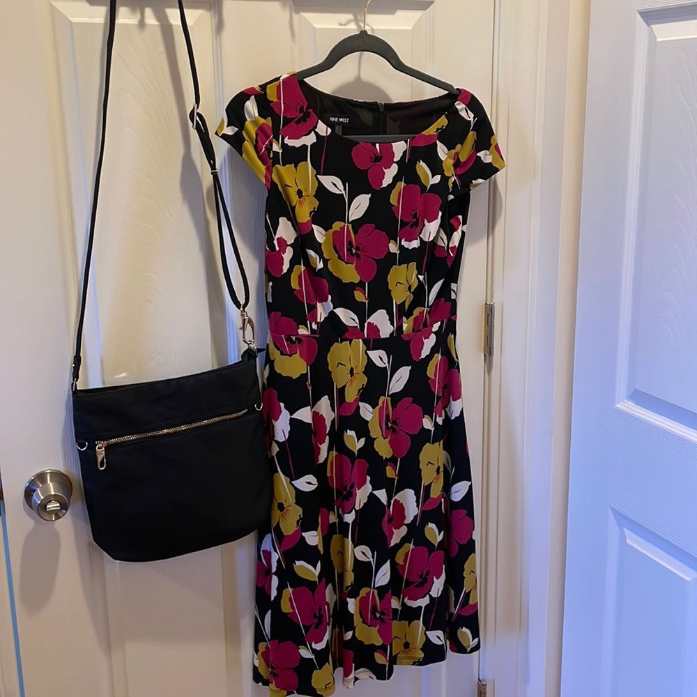 Nine West black flower dress